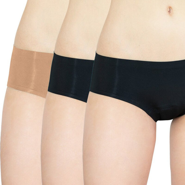 Lot de 3 shortys menstruels invisibles - Flux moyens  - Noir