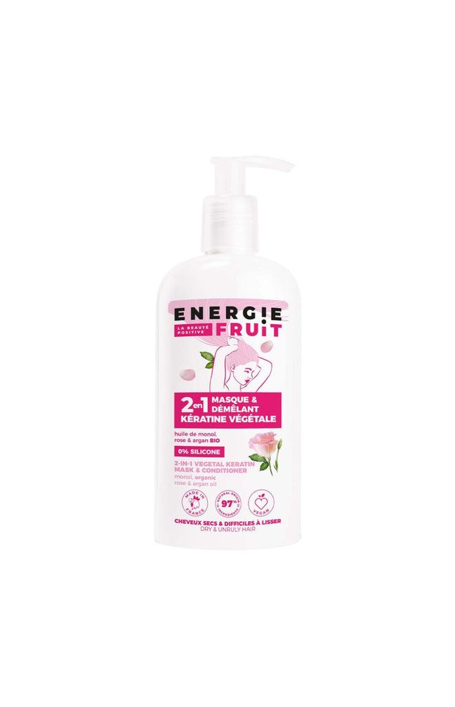 Masque 2-en-1 bio - Huile de monoï, rose & argan - Cheveux secs - 300 ml