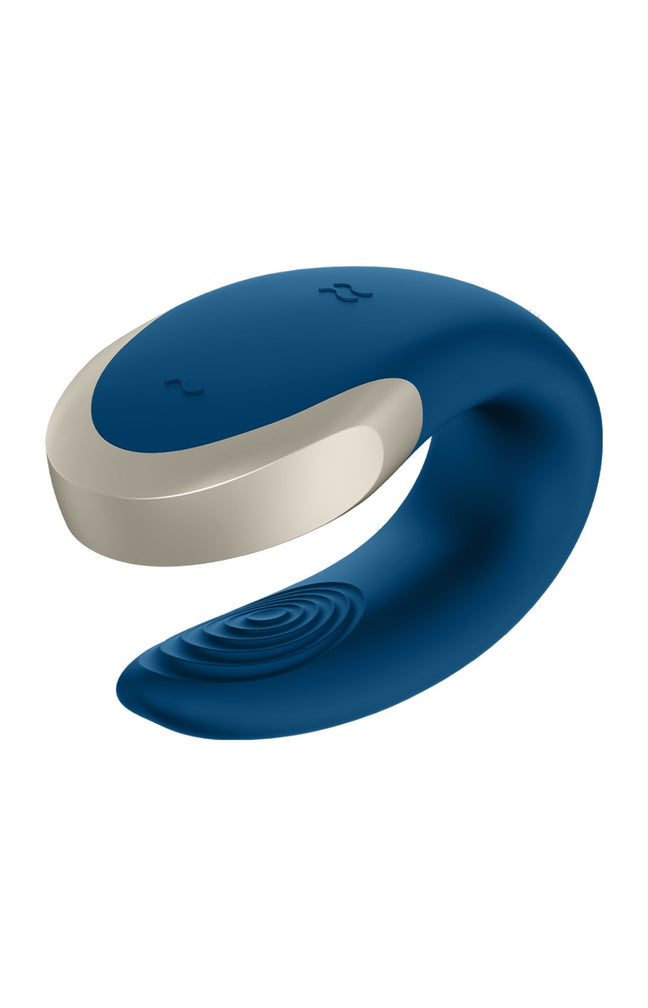 Stimulateur vibromasseur de couple connecté - Double Fun - 10 modes - Bleu
