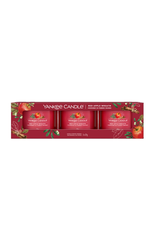 Coffret bougies votives - Couronne de pommes rouges - 3 x 37 g