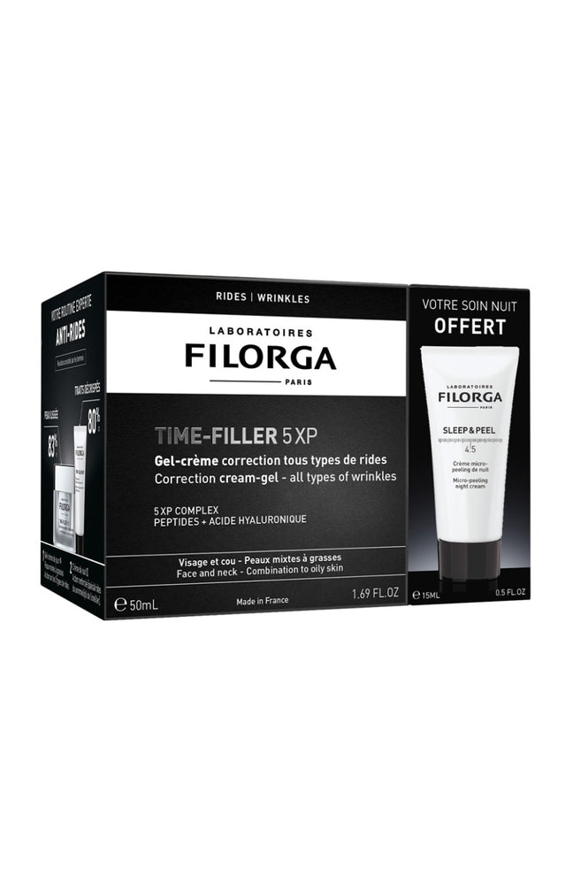 Coffret gel crème anti-âge & crème micro-peeling nuit - Time Filler 5XP - Peaux matures - 50 ml + 15 ml