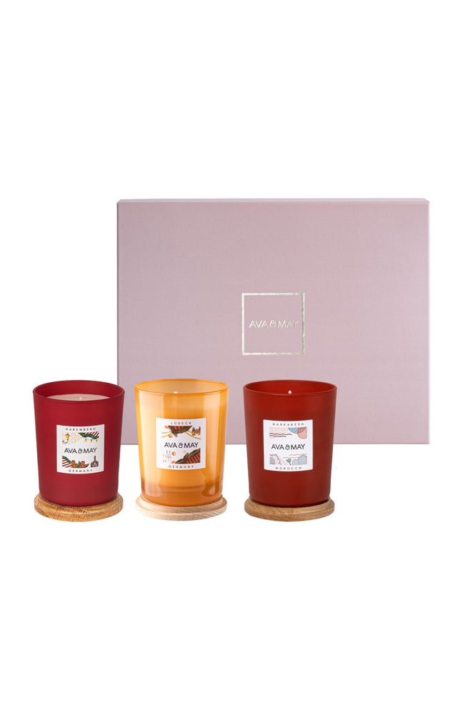 Coffret bougies parfumées - Marrakech, Nuremberg & Lübeck - 3 x 180 g