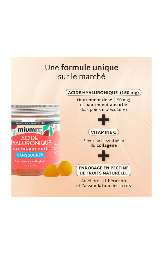Cure gummies acide hyaluronique - Pêche - Sans sucres - 3 mois